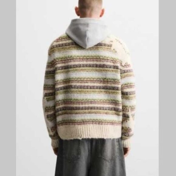 NEW Zara Jacquard Striped Sweater M - Picture 6 of 12